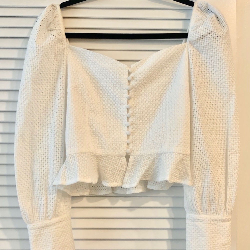Style Addict White Square Neck Blouse